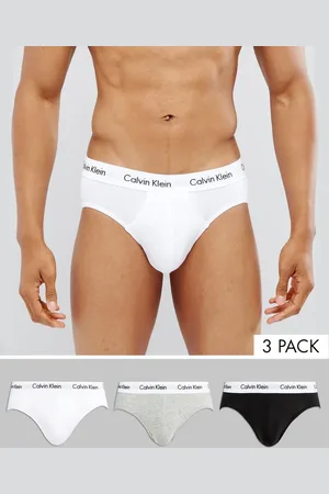 Calvin Klein Cotton Stretch 3-pack briefs in black, white and gray