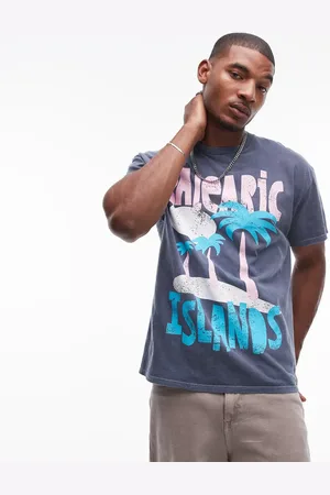 Topman Oversized fit t-shirt with Balearic print in washed