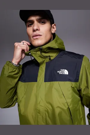The North Face Antora hooded jacket in olive and black