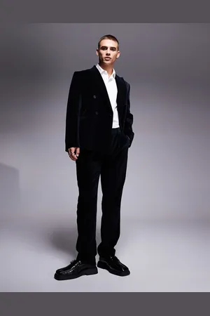ASOS Slim pleat front suit pants in cotton velvet