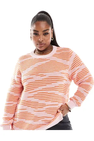 ONLY Textured sweater in and orange print