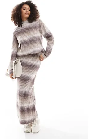 Y.A.S Ombre knitted maxi skirt in neutral - part of a set
