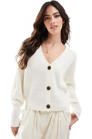 VERO MODA Button up chunky ribbed cardigan in cream