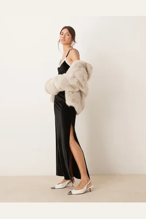 Miss Selfridge Velvet maxi dress with lace detail