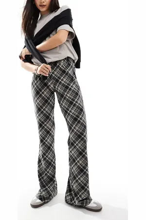 Noisy May Flared pants in plaid