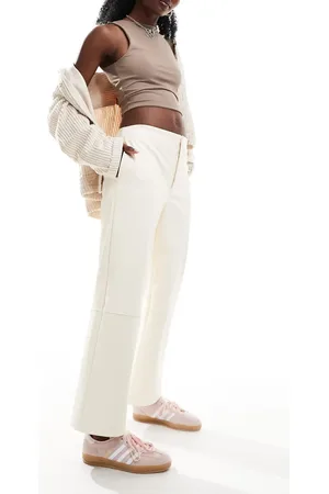 ASOS Faux leather cropped pants in off