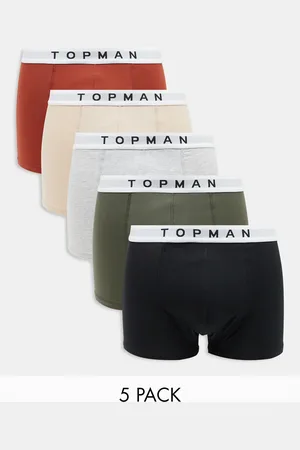 Topman 5 pack boxer briefs in stone, khaki, red, black and heather gray