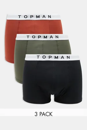 Topman 3 pack boxer briefs in khaki, red and black