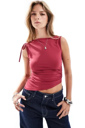 ASOS Drawstring detail asymmetric tank in wine