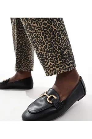 London Rebel London Rebel Nori wide fit snaffle trim flat shoes in