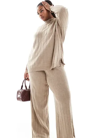 ONLY Tie waist knit pants in sand - part of a set