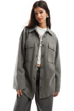 ASOS Supersoft shacket in charcoal heather