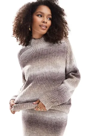 Y.A.S High neck ombre sweater in neutral - part of a set