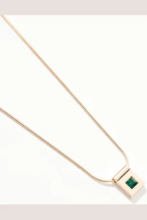 ASOS Necklace with square pendant with faux emerald crystal in tone