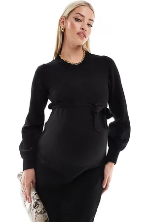 Mama;licious Mamalicious Maternity knit mini dress with belt in