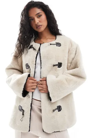 Y.A.S Faux fur jacket with buckle fastening in