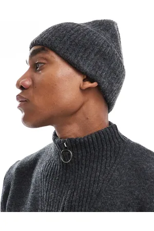 ASOS Ribbed beanie in charcoal