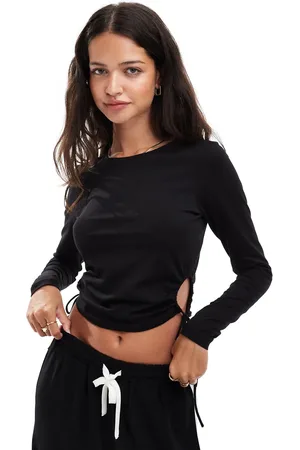 Pieces Ruched tie side jersey top in