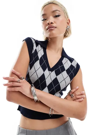 Emory Park Argyle v-neck sweater in deep