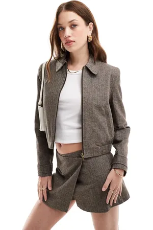 Miss Selfridge Herringbone bomber jacket - part of a set