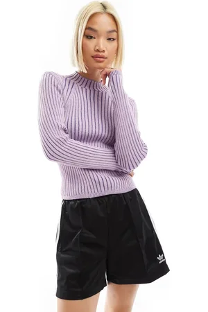 Monki Long sleeve knitted two tone top in pink and purple
