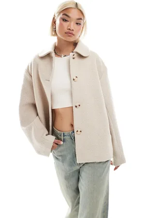 Monki Wool blend coat in light beige