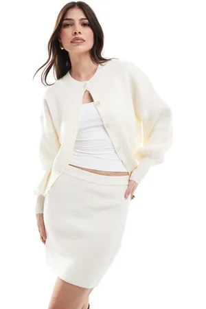 Pretty Lavish Knit bomber cardigan in cream - part of a set