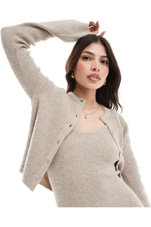 Pretty Lavish Slim fit knit cardigan in taupe - part of a set