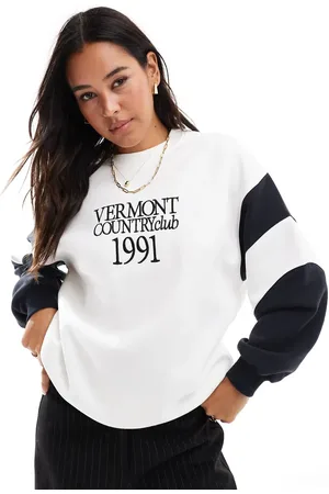 Stradivarius Oversized color block sweatshirt in ecru