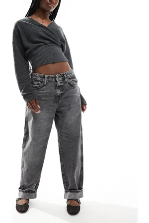 Pull&Bear Mid rise balloon leg jean in washed