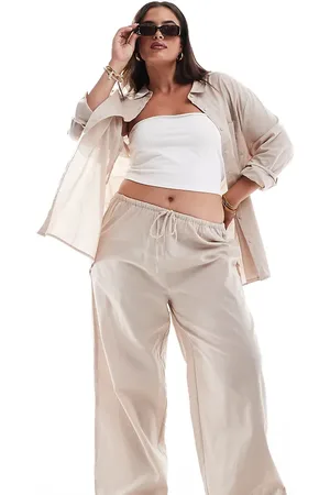 Esmée Esmee Exclusive Curve textured beach pants in oat - part of a set