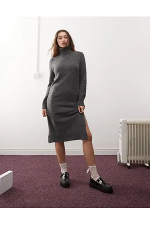 Noisy May High neck knit midi sweater dress in