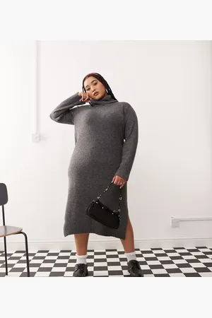 Noisy May High neck knit midi sweater dress in