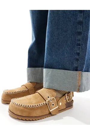 Stradivarius Flat slingback shoes in light faux suede