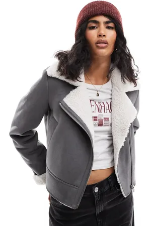Stradivarius Teddy lined aviator jacket in