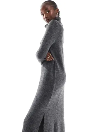 ONLY Roll neck midi sweater dress in dark melange