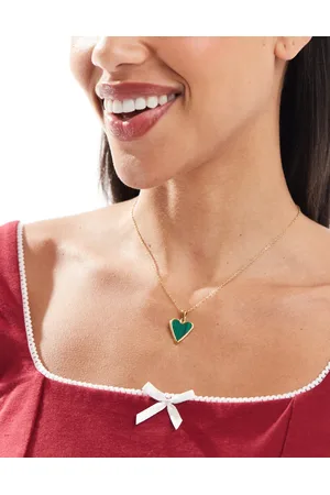 ASOS Waterproof stainless steel necklace with enamel heart design in tone