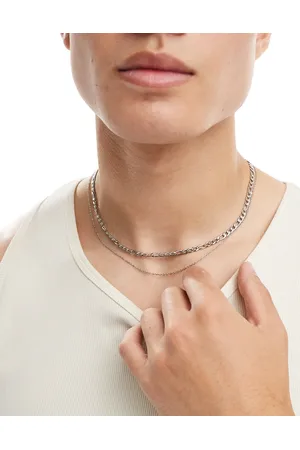 LOST SOULS Multi-layer figaro and thin chain necklace in stainless steel