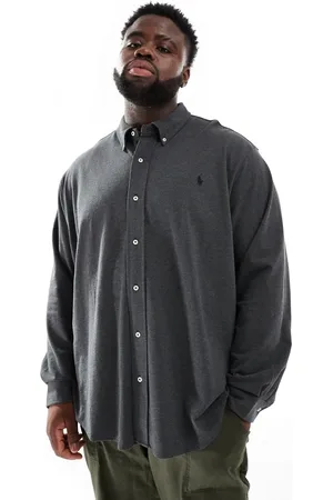 Ralph Lauren Big & Tall icon logo pique shirt in charcoal heather