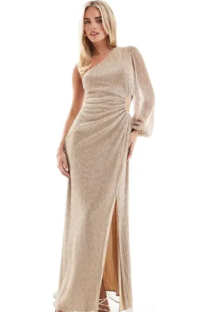 EVER NEW Asymmetric one sleeve maxi dress in metallic