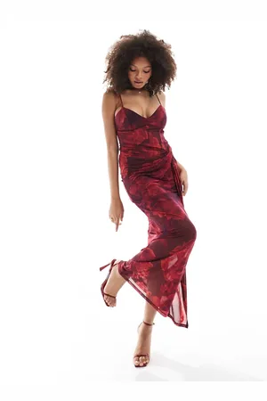 EVER NEW Sheer corset maxi dress in deep floral
