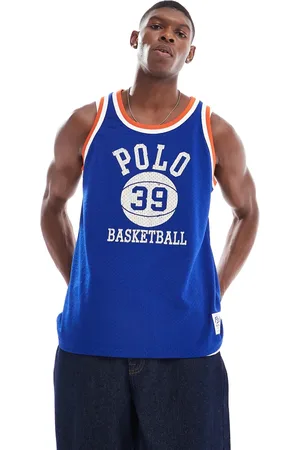 Ralph Lauren Mesh logo basketball tank top in mid /orange