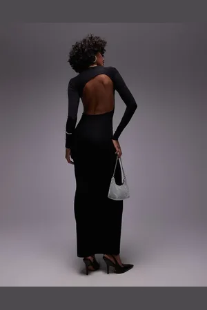 MANGO Open back detail maxi dress in