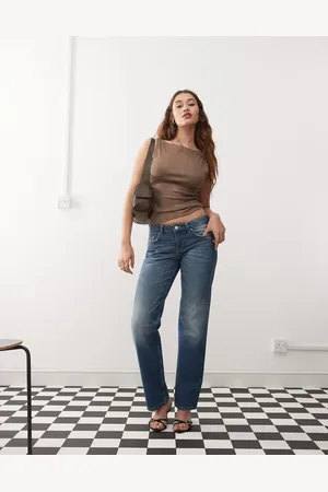 Weekday Arrow low waist regular fit straight leg jeans in streaky wash