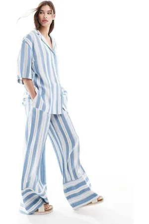 ASOS Wide leg pull on pants in pajama stripe