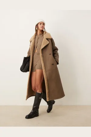 ASOS Longline bonded borg trench coat in vintage