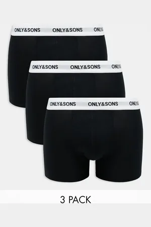 Only & Sons 3-pack trunks in with white logo waistband
