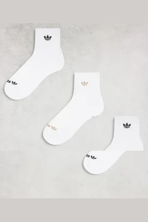 adidas Unisex Trefoil 2.0 3 pack high quarter socks in and beige