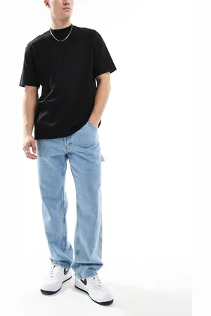 JACK & JONES Eddie wide fit carpenter jeans in light wash