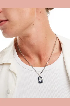 LOST SOULS Engraved palm pendant necklace in stainless steel